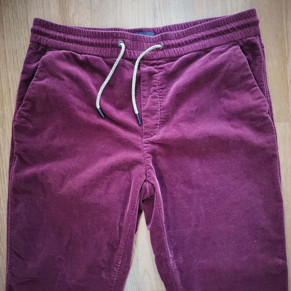 Scotch & Soda Corduroy Pants Mens XL Burgundy Purple Drawstring Trousers Casual‎